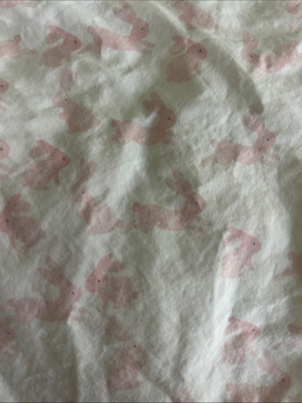 Pottery Barn Kids Pink Bunny Print crib Sheet - White Background